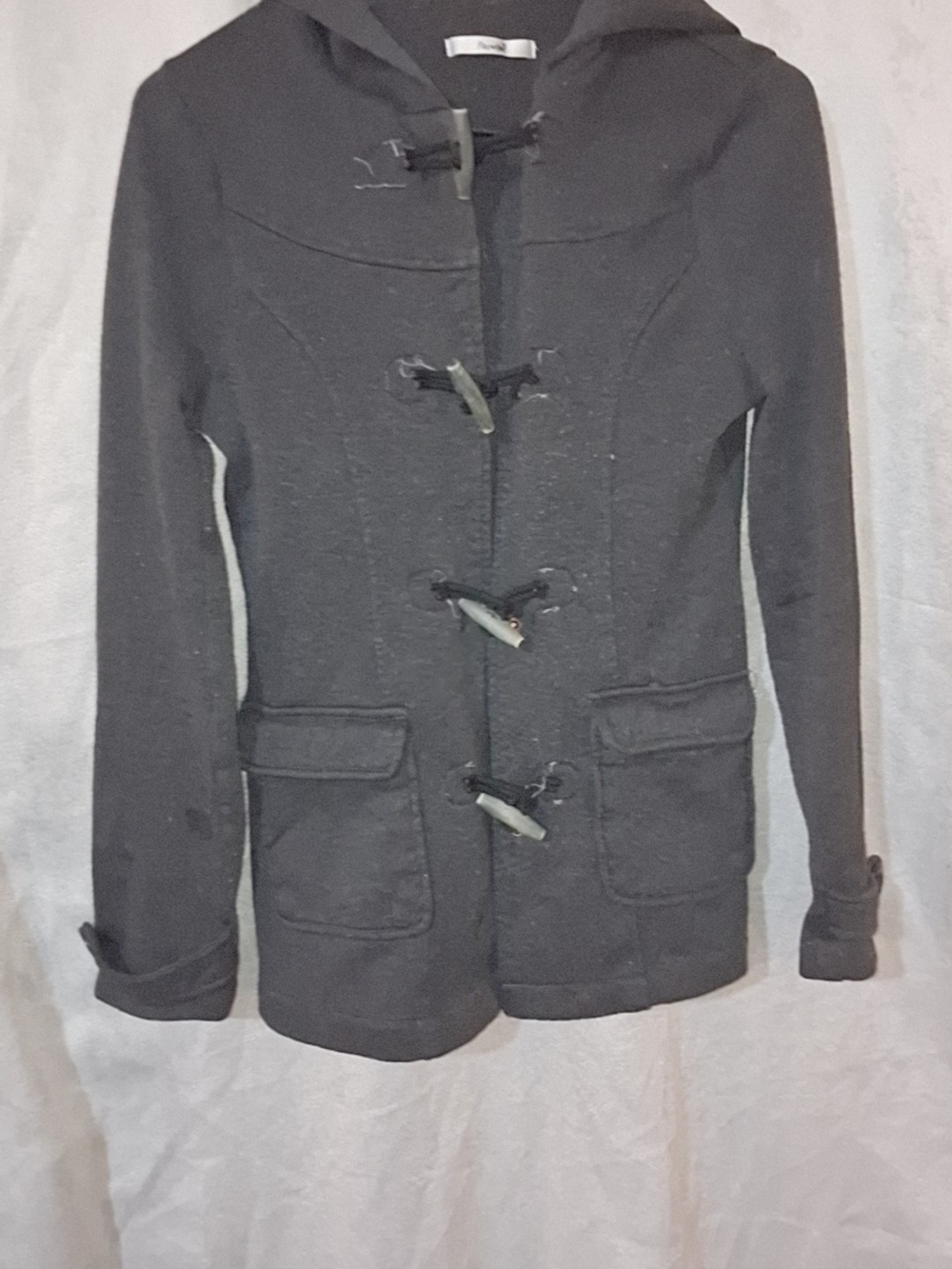 Papaya Black Hooded Toggle Coat Jacket